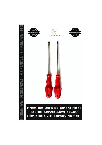 Premium Usta Ekipmanı Hobi Takımı Servis Aleti 5x100 Düz Yıldız 2'li Tornavida Seti