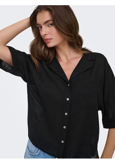 Only Onlyonlbruxelles Ss Linen Bl Kadın Keten Gömlek 15314215 Siyah