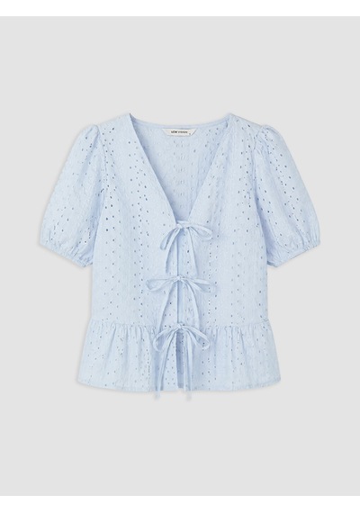 Lcw Vision Mavi Brode Bağlamalı Peplum Bluz