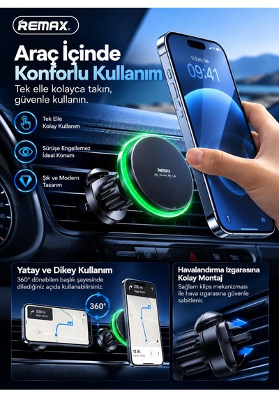 Magsafe 15w Manyetik Kablosuz Şarjlı Araç Telefon