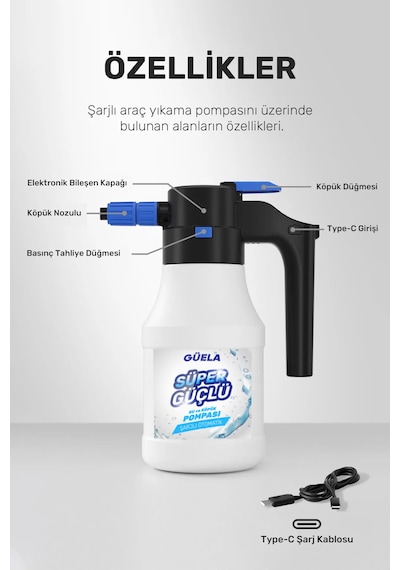 Yeni Model Şarjlı Otomatik Yüksek Basınçlı Oto Araba Yıkama Ve Te