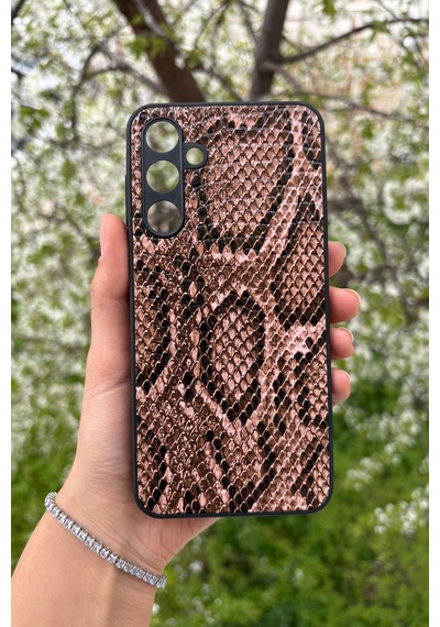 Samsung Uyumlu Galaxy A16 Yılan Desenli Kabartma Dokulu Kılıf Açık Kiremit