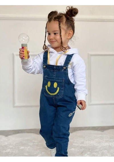 Modavals Gülücük Nakışlı Kardeş Kombin Tulum & Sweat Set - Sarı