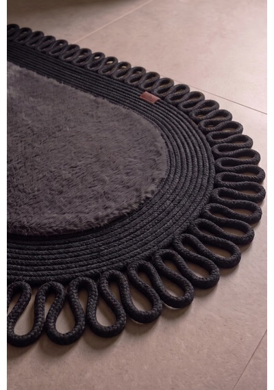 Banyo Paspası Takımı 60x100+40x60 Cm Dış Trikot Antrasit Gri & Siyah