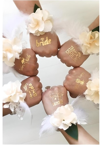 Bride To Be Gold Altın Renk Geçici Dövme 1 Bride 5 Team Bride Bekarlığa Veda Partisi