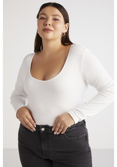 ETHIQUET VERSAYBB Kadın Regular Slim Beyaz Beyaz Büyük Beden Body