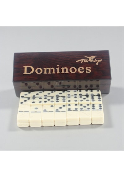 Lüks Ahşap Kutulu Türkiye Logolu Premium Domino Seti 28 Parça 6 Çift Aile Oyunu Yeni Yıl Hediyesi -d