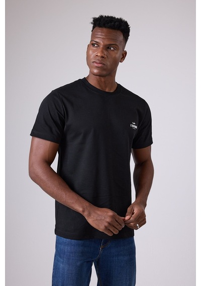 Marıne Tee Deniz Temalı Ribana Bisiklet Yaka Pamuk T-shirt-3144 SIYAH