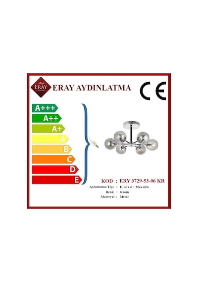 Eray Aydınlatma Topaç 6 Lı Krom Avize