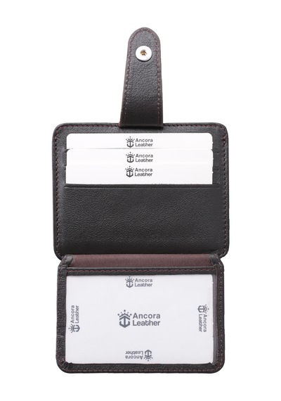 Ancora Leather Hakiki Deri Çıtçıtlı-para Bölmeli Kartlık Kahve-26209