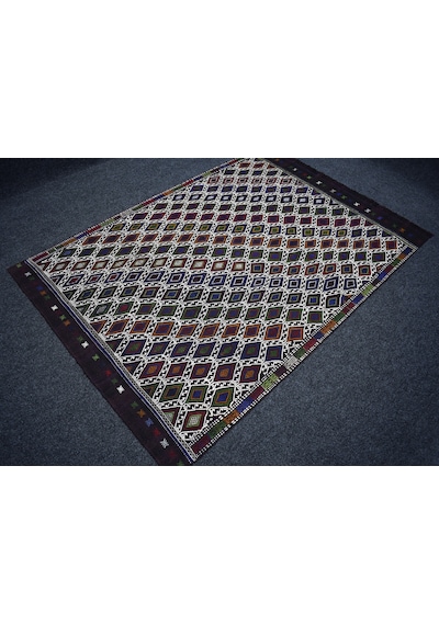 Zehra Abla Halı Yeni El Dokuması Eşsiz Karapınar Cecim Yün Kilim 7474 Çok Renkli