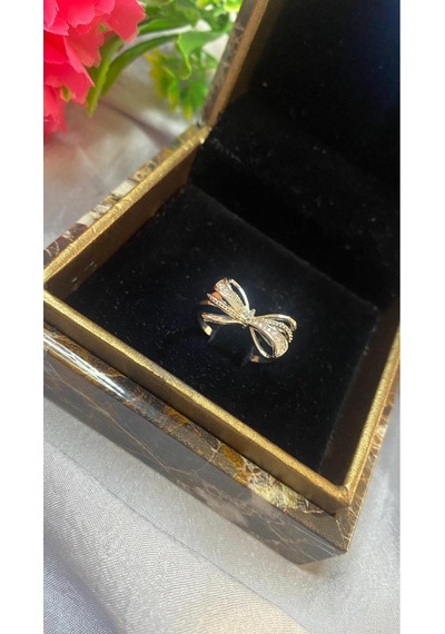 Fiyonk Taşlı Ayarlanabilir Gümüş Renk Çelik Yüzük Gold - Gümüş