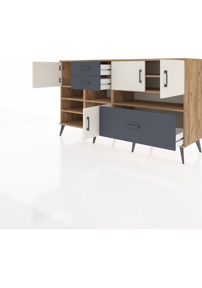 Kronos Konsol 7 Raflı 3 Çekmeceli 4 Kapaklı 176x59x99 Çam-aytaşı/ Çam-aytaşı/antrasit