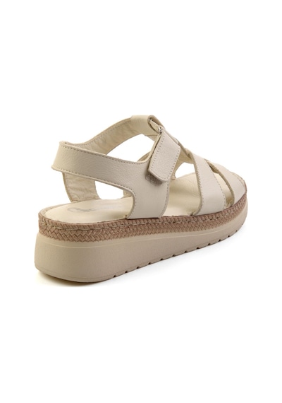 Bambi Bej Leather Kadın Sandalet K05087400603 Bej