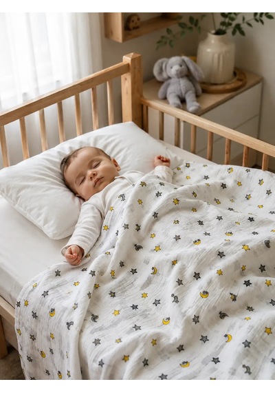 E&f Store Ay Ve Yıldız Desenli Bebek Battaniyesi Çok Renkli