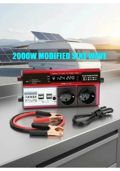 12v 2000w Modifiye Sinüs İnverter Araç Ve Güneş Enerjisi Uyumlu, Çift Usb, Çift Priz Ve Çakmaklık Eco Lounge