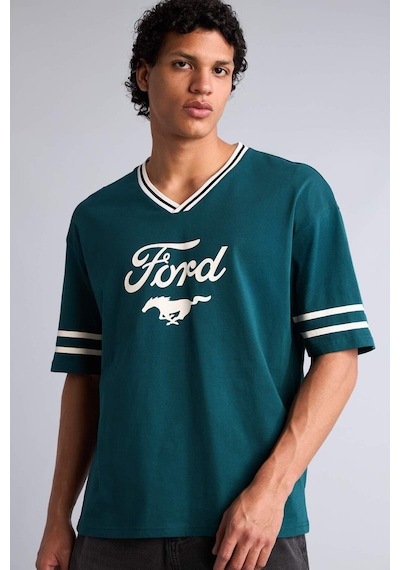 Defacto Ford Motor Company Loose Fıt Bisiklet Yaka Baskılı Kısa Kollu Tişört G5212ax26smgn246 Yeşil-gn246