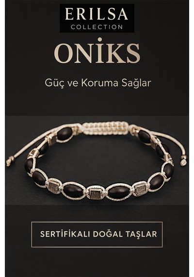 Sertifikalı Ham Oniks Doğal Taşı Bileklik Güç Ve Koruma Sağlayan Unisex Siyah