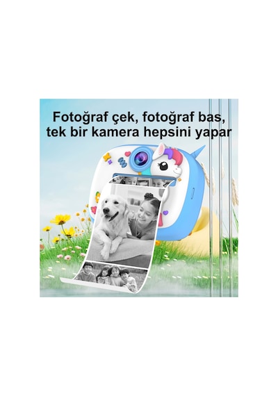 Çocuk Fotoğraf Makinesi - Şipşak Termal Yazıcılı, 1080p Hd Çift Kameralı Dijital Çocuk Kamerası