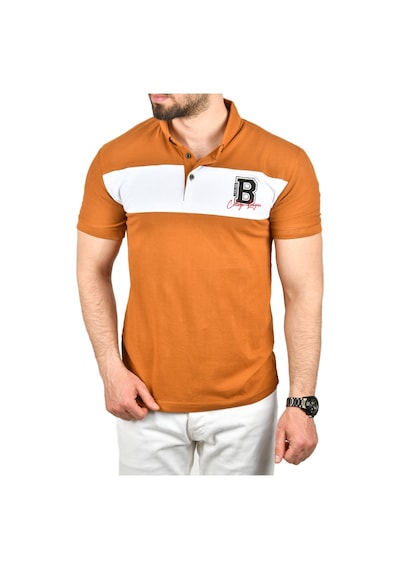 Deepsea Erkek Taba Slim Fit Nefes Alan Pamuklu Kumaş Dar Kesim Kıvrılmaz Yaka Polo Yaka Tişört 2503019 Taba