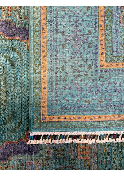 El Dokuma Afgan Halı Memlook Model 100% Yün Kök Boya Çok Renkli