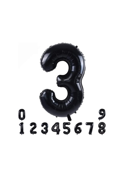 3 SİYAH RAKAM FOLYO BALON 34" Inc 82 cm
