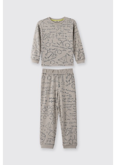 Panço Erkek Çocuk Baskılı Pijama Takımı Taş