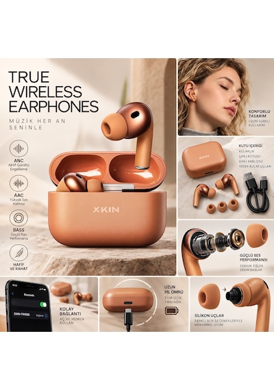 Xiaomi Redmi Note 9 / 9s / 9 Pro / 9 Pro Max Uyumlu Tws85 Bluetooth Kablosuz Kulaklık Anc Özellikli Silikon Uçlu Şarj Kutulu Stereo Kulak İçi Kulaklık