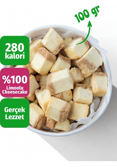 Freeze Dried Limonlu Cheesecake Kurutulmuş Çıtır Cheesecake Küpleri, Tatlı Küpleri Atıştırmalık - 100 Gr