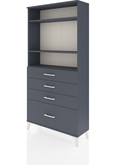 Arges Dolap 3 Raflı 4 Çekmeceli 88x30x182 Antrasit-antrasit Antrasit