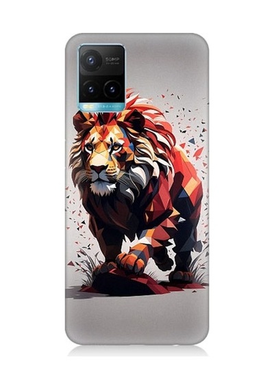 Vivo Y53s Uyumlu Sarı Kırmızı Aslan Desenli Silikon Kılıf