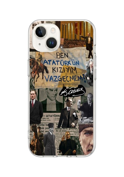 iPhone 13/14 Uyumlu Ben Atatürk Kızıyım Baskılı Silikon Kılıf Renkli