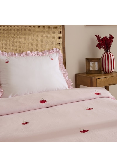 Karaca Home Cherry Grove Çift Kişilik Nakışlı %100 Pamuk Müslin Pike Takımı Pembe