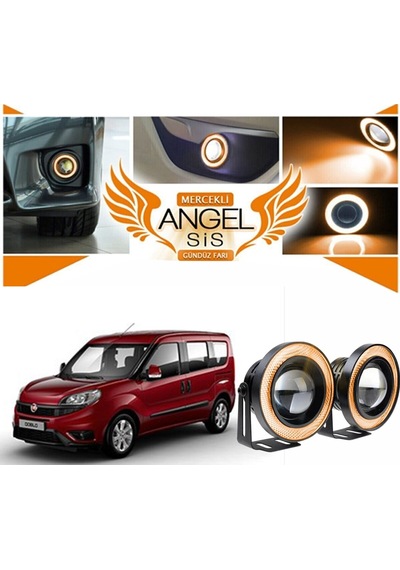 Fiat Doblo D4 Uyumlu, Universal Mercekli Led Sis Farı, 76mm Turuncu Renk
