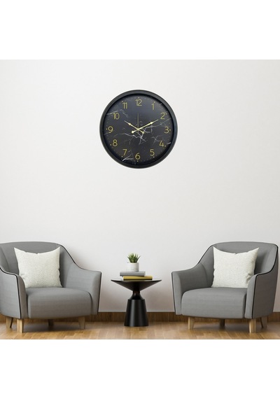 Siyah Mermer Desenli 52 X 52 Cm Duvar Saati
