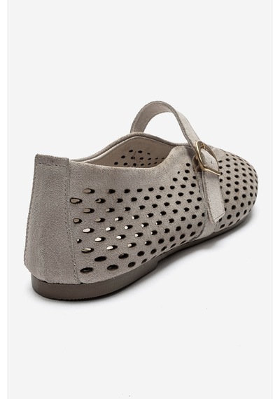 Luvishoes Luvi Shoes Arian Bej Süet Hakiki Der Delikli Kadın Babet Ayakkabı Bej Süet