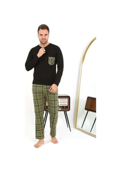 Najmaddin.com Beru Erkek Uzun Kol Penye Siyah Pijama Takımı
