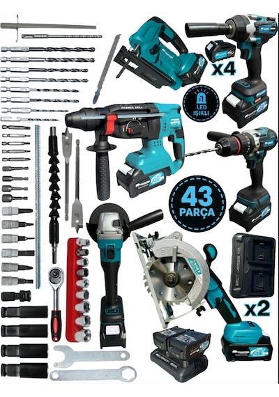 Schmıtzer 6lıset-tu Set Pro 21v 43 Parça Şarjlı Hilti Matkap Somun Sökme Taşlama Dekupaj Dairesel Testere