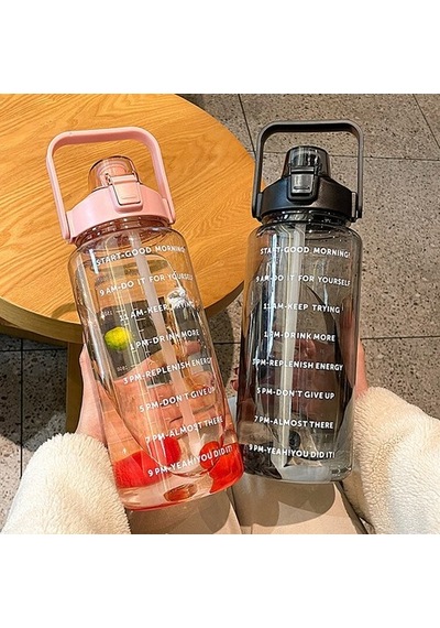 Büyük Kapasiteli Sızdırmaz Taşınabilir Su Şişesi 2000 Ml - Siyah