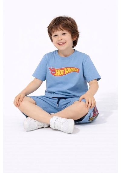 Miniko Kids Erkek Çocuk Hot Wheels Modelli Pamuk Şortlu Takım Mavi