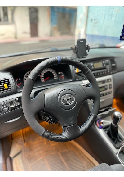Toyota Corolla 2002-2008 Araca Özel Direksiyon Kılıfı Nubuk Karb
