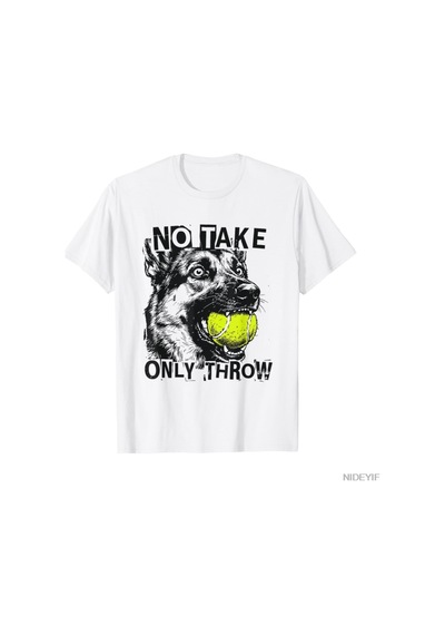 Flood Of Style No Take Only Throw Komik Tenis Topu Alman Çoban Köpeği Anne Tişörtü Erkekler Kadınlar İçin %1 Beyaz