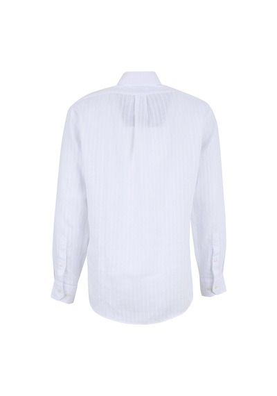 Brooks Brothers Beyaz Erkek Düğmeli Regular Fit Çizgili Gömlek Bbss26msh029