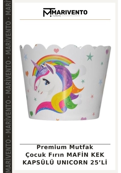 Premium Mutfak Çocuk Fırın Mafin Kek Kapsülü Unıcorn 25 Li Diğer