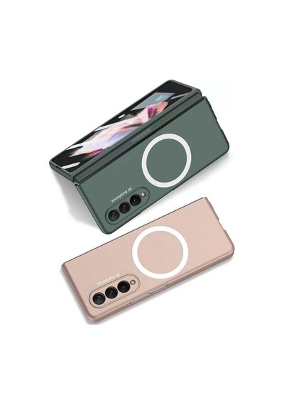 Galaxy Uyumlu Z Fold 3 Kılıf Wireless Şarj Özellikli Zore Kıpta M-safe Kapak