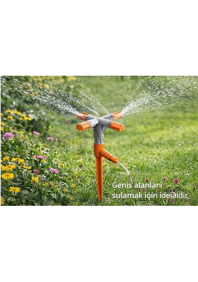 4'lü Bahçe Sulama Fıskiyesi, Mavi Ve Turuncu, Kısa Memeli, Döner Başlıklı, Çim Ve Bitki Sulama Sistemi