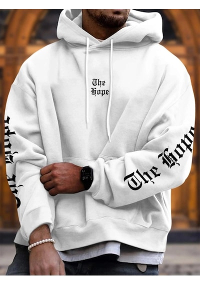 Startmore Adrift The Hope Renkli Baskılı Oversize Kapüşonlu Sweatshirt Beyaz Beyaz
