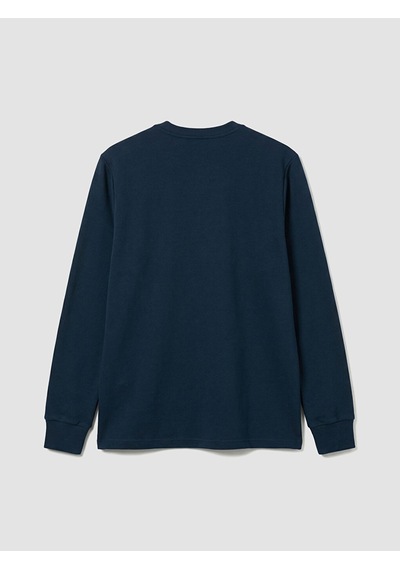Lcwaıkıkı Classic Lacivert Bisiklet Yaka Baskılı Erkek Sweatshirt