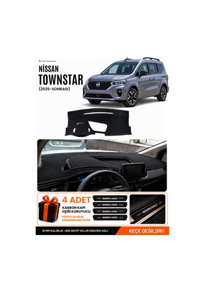Nissan Townstar 2025-sonrası Uyumlu Torpido Koruma, Torpido Örtüsü, Torpido Kılıfı - Siyah - Nı023