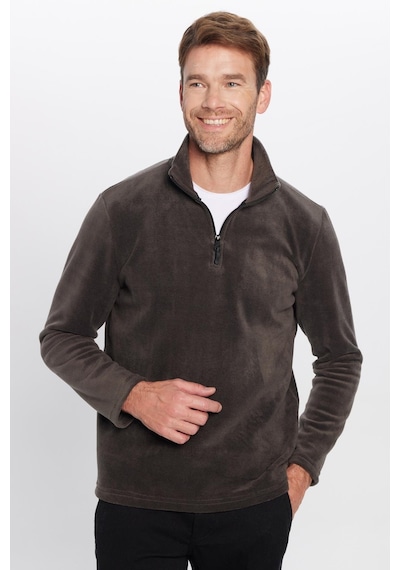 Tudors Unisex Standart Fit Anti-pilling Tüylenme Yapmayan Soğuk Geçirmez Füme Dik Bato Yaka Polar Sweatshirt-30136 Füme